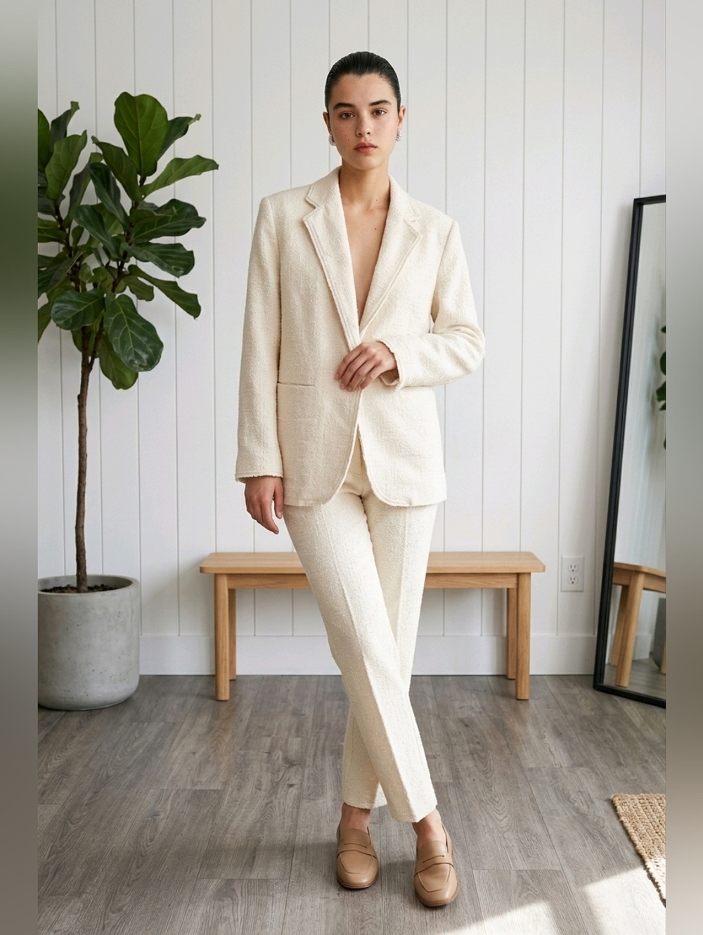 NWT Future Collective Textured Cream Blazer